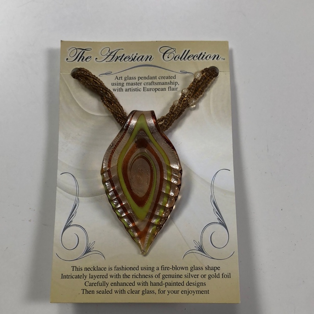 The Artesian Collection European flair Art glass fire -blown necklace